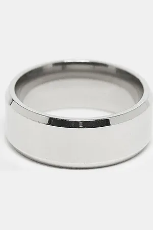 LOST SOULS Band ring with angled edges in stainless steel