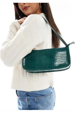 PASQ Croc baguette shoulder bag in dark