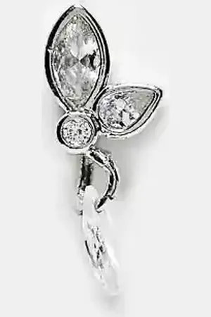 Kingsley Ryan Petals with dangley crystal 6mm labret ear piercing in stainless steel