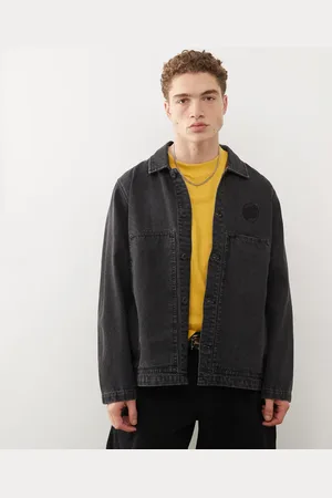 Santa Cruz Logo button up workwear denim jacket in washed