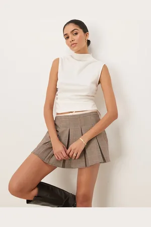 ASOS Textured grown on neck top with gathered side detail co ord in ecru