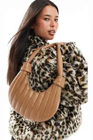 ASOS Quilted stripe detail scoop shoulder bag in tan