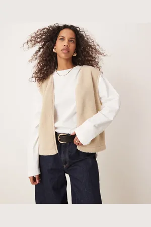 ASOS Borg gilet with binding in stone