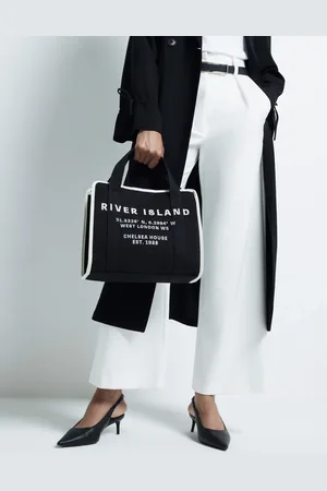 River Island Canvas embroidered tote bag in