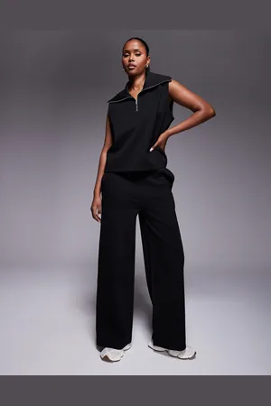 ASOS Interlock wide leg co-ord joggers in