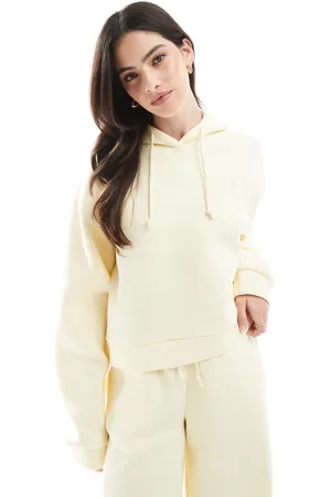 Miss Selfridge Drop shoulder hoodie sweat co ord in butter