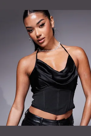 ASOS Bandage satin overlay halterneck top in