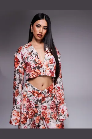 ASOS Co-ord linen look cropped tailored blazer in tapestry floral print