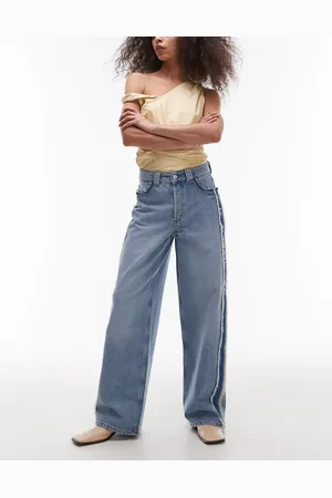 & OTHER STORIES High waist wide denim jeans with fray detail in lightwash