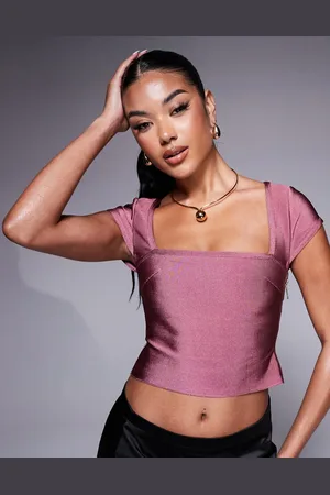 ASOS Bandage cap sleeve square neck top in mauve