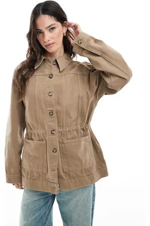 ASOS Denim jacket with belt in manuka