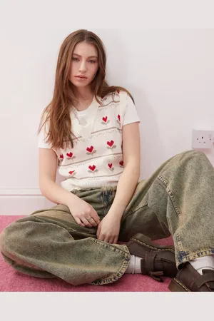 Reclaimed Scallop edge knitted tank in novelty print