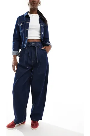 ASOS Balloon jeans with tie belt in rinse