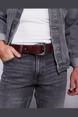 ASOS Studded belt in burgundy