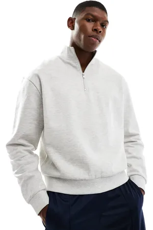 ASOS Essential boxy oversized sweatshirt with quarter zip in marl