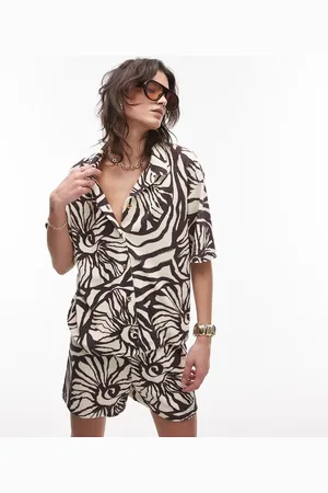 Topshop Floral print towelling boxy shirt co-ord in