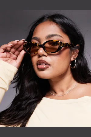 Quay Australia Quay felt cute slim oval sunglasses in tortoiseshell with pale lens