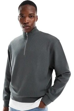 ASOS Oversized quarter zip funnel sweatshirt in waffle