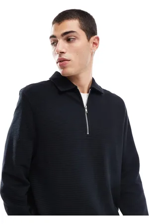 ASOS Quarter zip rib collar sweatshirt in