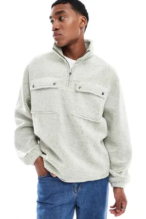 ASOS Oversized borg sweatshirt with quarter zip in