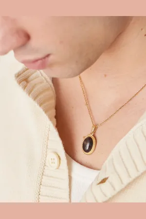 ASOS Stainless steel necklace with semi-precious stone pendant in tone