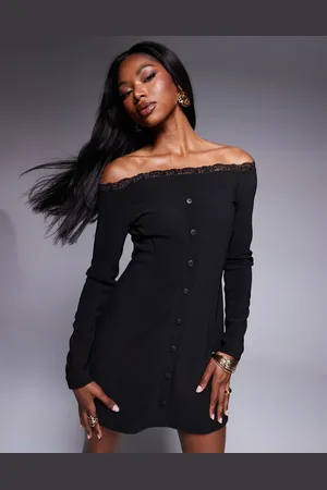 ASOS Ribbed bardot skater dress in