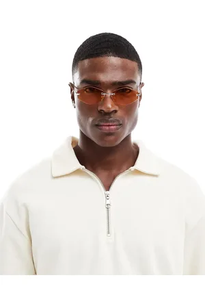 ASOS Rimless hexagon sunglasses in with amber lens