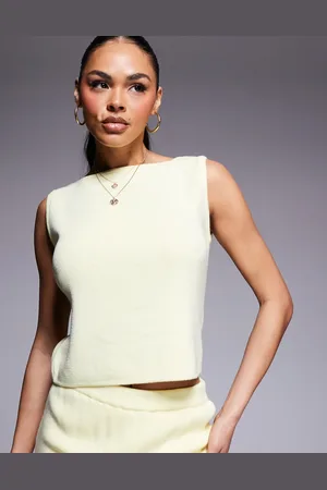 ASOS Compact knit slash neck top co-ord in buttermilk