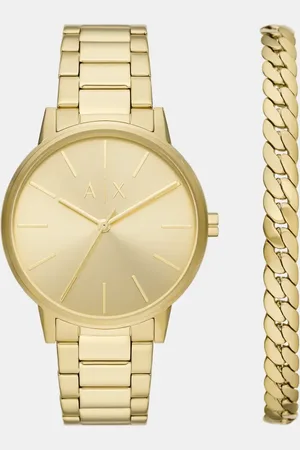 Armani Exchange Three-hand -tone stainless steel watch and -tone stainless steel bracelet set in