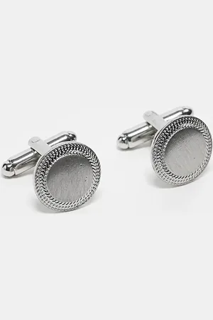 ASOS Round cufflinks with brushed design in tone