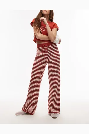 Topshop Knitted stripe trouser co-ord in rust