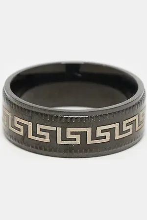 ASOS Waterproof stainless steel band ring with Greek wave in tone