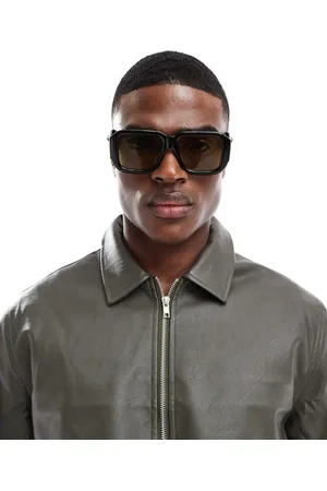 ASOS Square sunglasses in black with yellow lens
