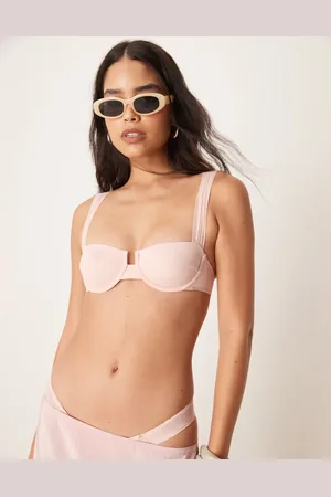 Free Society Mesh ruched side bikini bottom in ballet