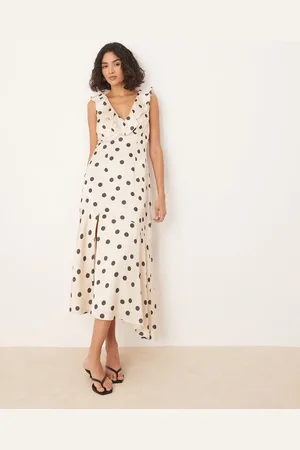 ANAYA Polka dot asymmetric midi dress in
