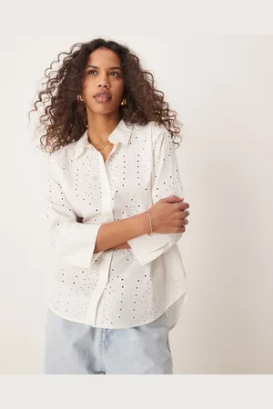 JDY Boxy fit embroidered shirt in