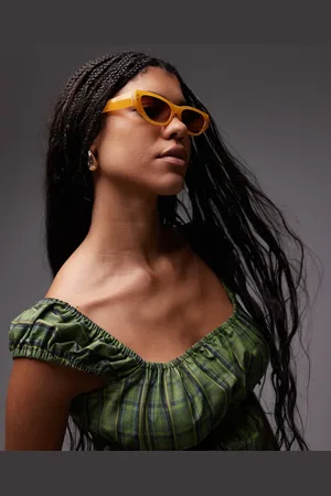 Topshop Bali narrow angular cat eye sunglasses in