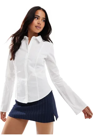 Bershka Bengaline mini skirt in navy pinstripe