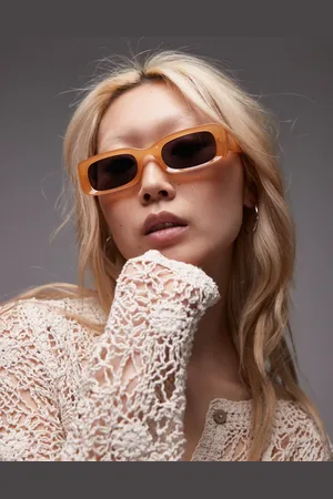 Topshop Barcelona slim rectangular sunglasses in caramel