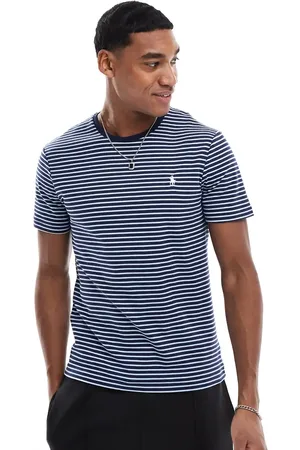 Ralph Lauren Icon logo stripe pima cotton t-shirt custom fit in /blue