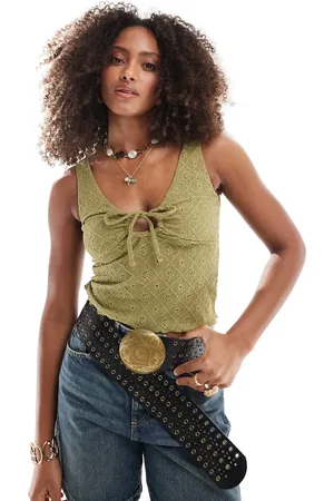 Cotton On Briony keyhole tank in khaki