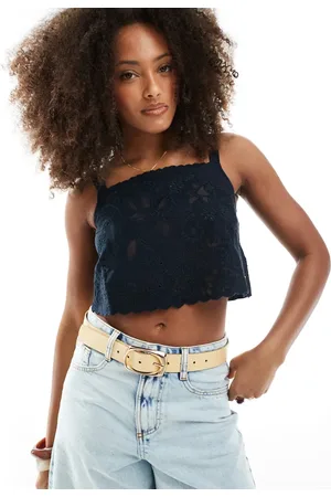 Superdry Ibiza embroidered cami top in eclipse