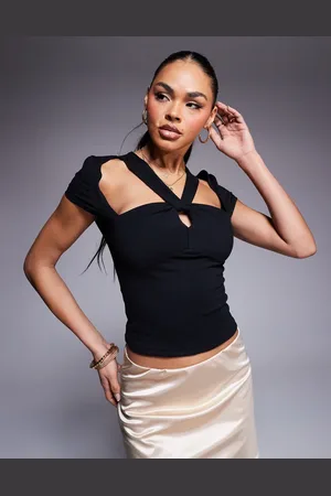 ASOS Halter neck top with underbust detail in