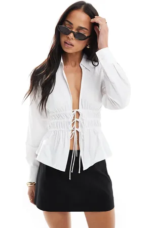 Stradivarius Poplin tie detail shirt in