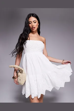 River Island Shirred bandeau mini dress in