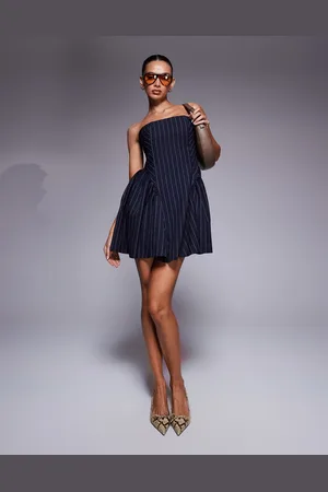 ASOS Pinstripe bandeau mini dress in navy pinstripe
