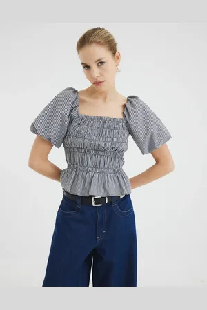 River Island Puff sleeve floral shirred top in