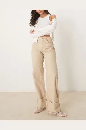 ASOS Casual trouser with turn up in beige