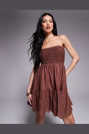 River Island Shirred bandeau mini dress in