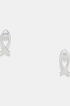 Kingsley Ryan CZ fish stud earrings in sterling